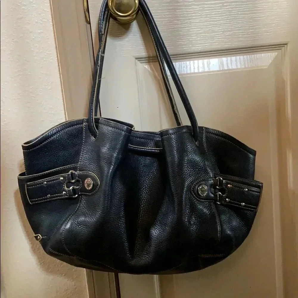 Cole Han pebble leather studded satchel
